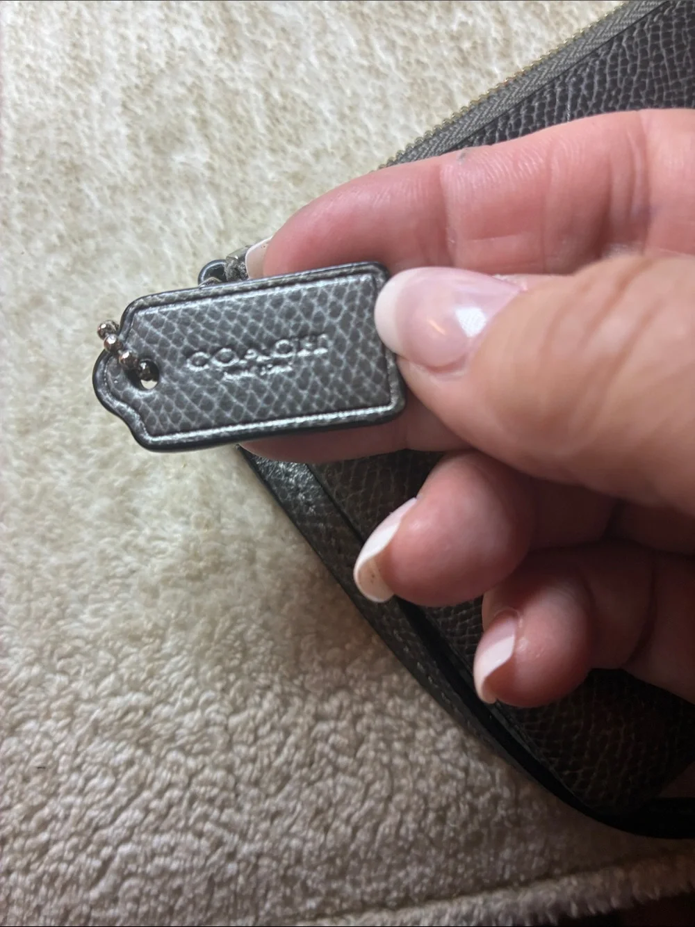 Coach Metallic Silver Leather Wristlet